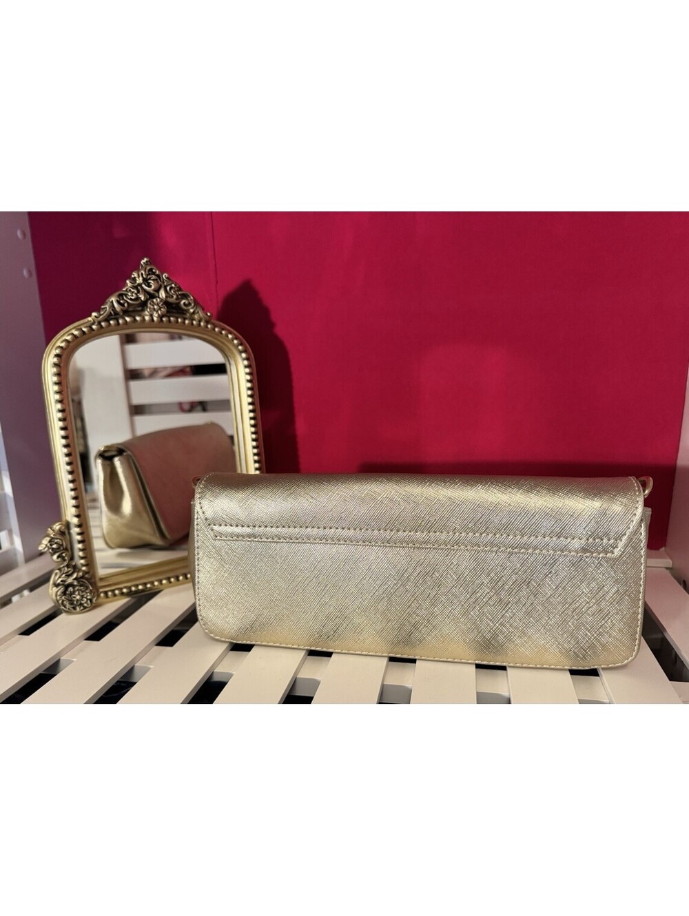 Tory Burch Gold Clutch Chain Strap Detachable Logo Accent - Picture 4 of 7
